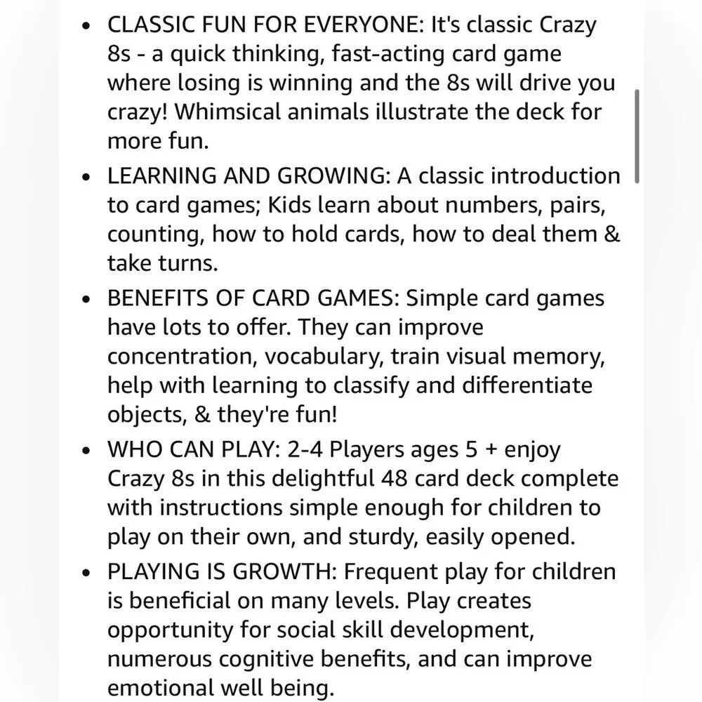 Peaceable Kingdom Crazy 8s Kids Fun Screen-Free Family Card Game.